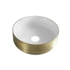 Marho Arden waskom rond glans wit/geborsteld goud 36 x 36 x 12 cm