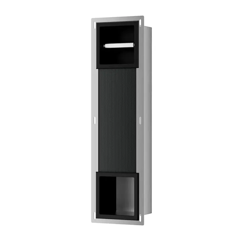 Marho Delya toiletrolhouder zonder klep en reserverolhouder inbouw mat zwart