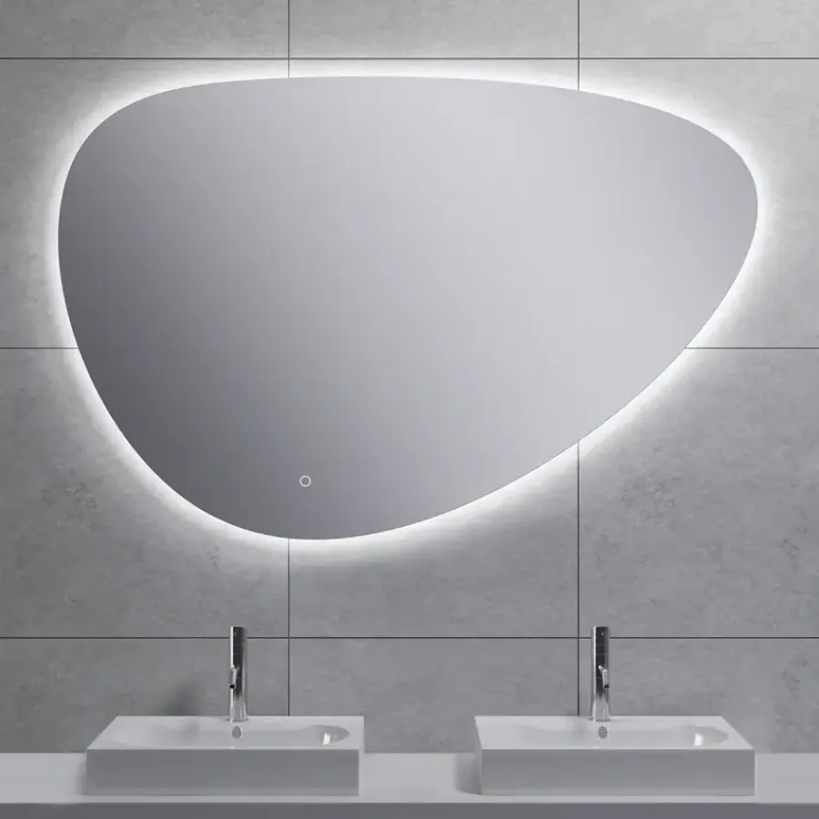Marho Huevo organische badkamerspiegel met verlichting en verwarming dimbaar Ø 120 cm