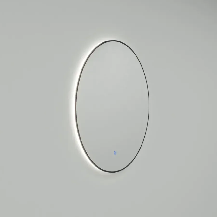 Marho Mavri badkamerspiegel verlichting dimbaar mat zwart Ø 100 cm