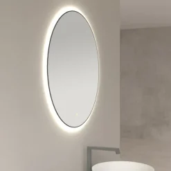 Marho Mavri badkamerspiegel verlichting dimbaar mat zwart Ø 100 cm