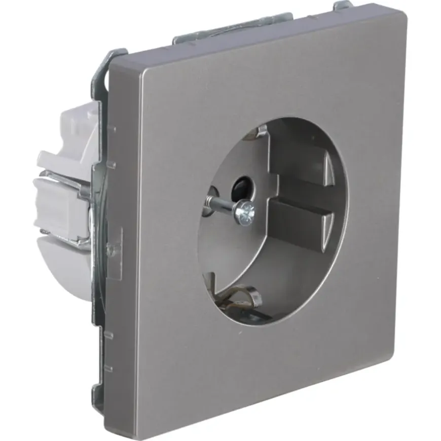 Merten D-Life Inbouw Stopcontact Enkel RA RVS