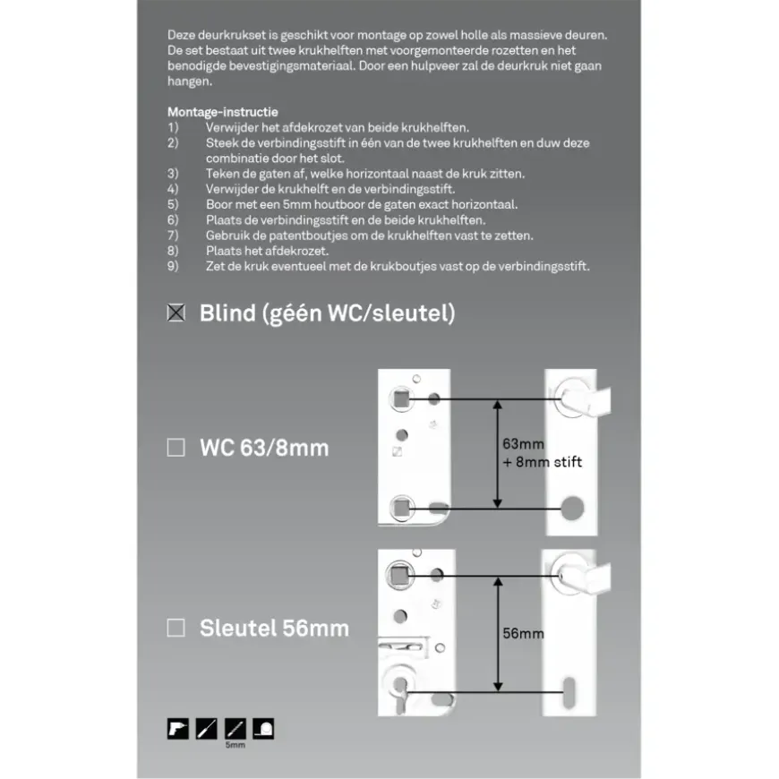 Novidade deurkrukset Hera ovaal blind schild RVS
