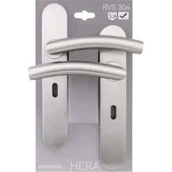 Novidade deurkrukset Hera ovaal schild met sleutelgat 56 mm RVS