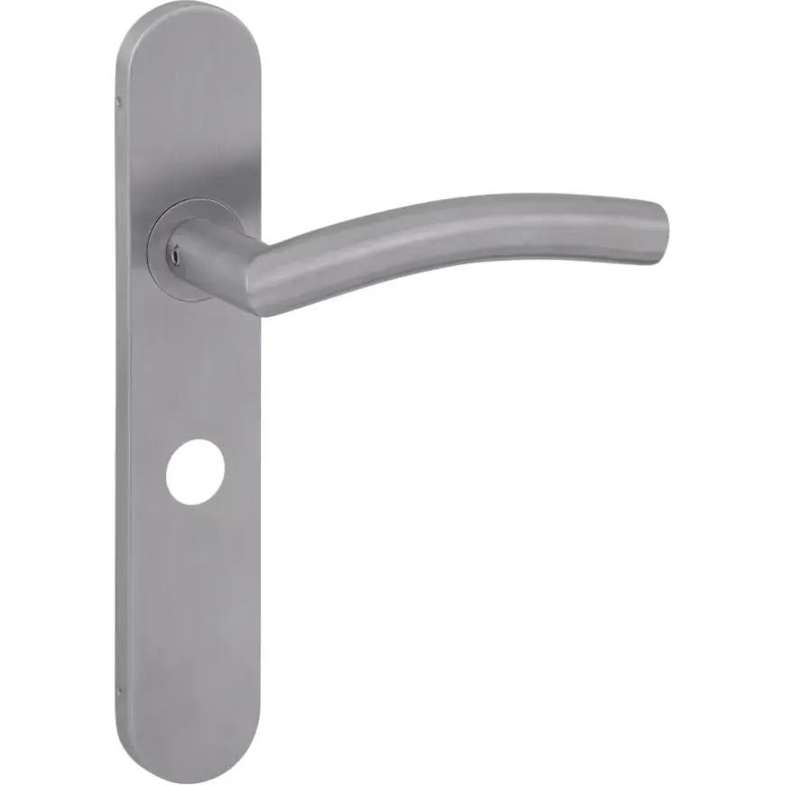 Novidade deurkrukset Hera ovaal schild met vrij-bezet sluiting 63/8 mm RVS
