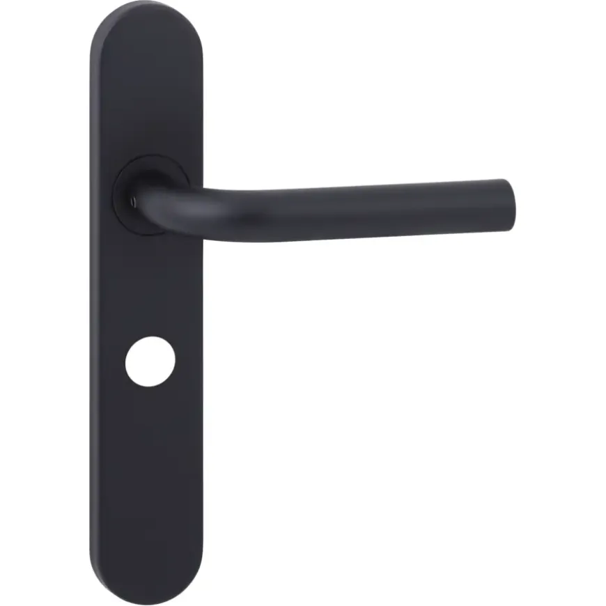 Novidade deurkrukset Parijs ovaal schild met vrij-bezet sluiting 63/8 mm zwart RVS