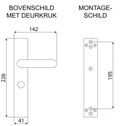 Novidade deurkrukset Porto ovaal schild met vrij-bezet sluiting 63/8 mm zwart RVS