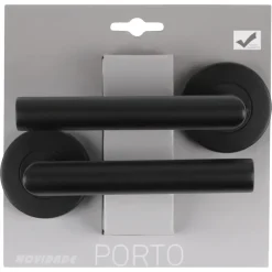 Novidade deurkrukset Porto rond rozet zwart RVS