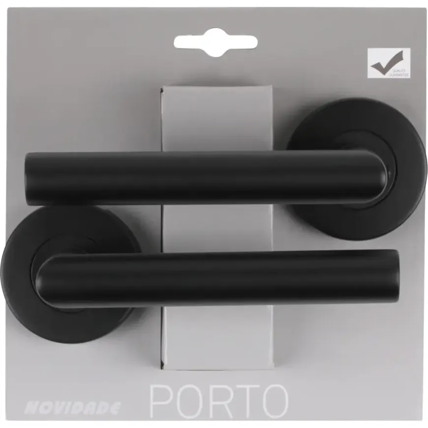 Novidade deurkrukset Porto rond rozet zwart RVS