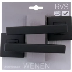 Novidade deurkrukset Wenen vierkant rozet zwart RVS