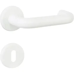 OK deurkruk set rond rozet wit plastic