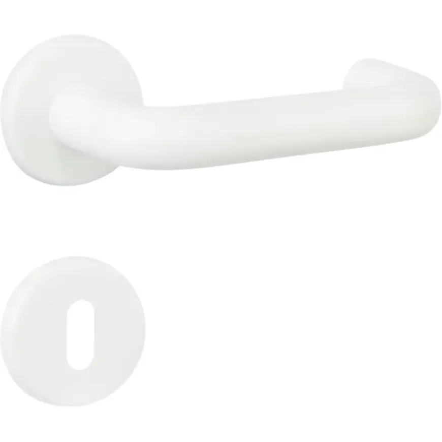OK deurkruk set rond rozet wit plastic