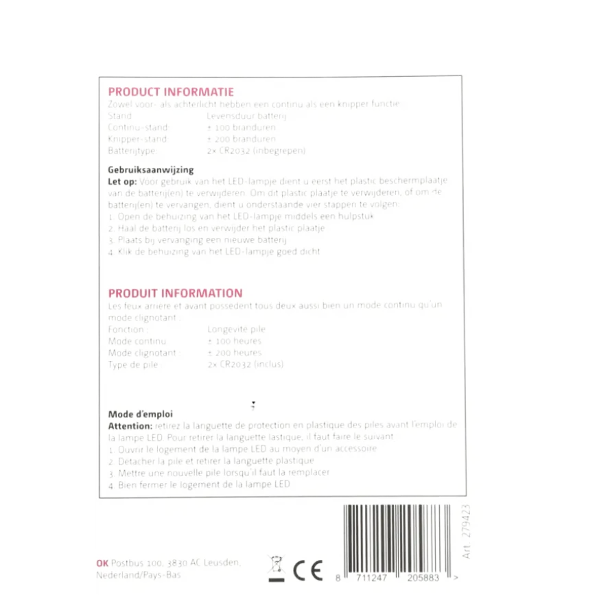 OK fietsverlichtingset easy fix