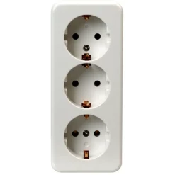 OK 3-voudig geaard stopcontact opbouw wit