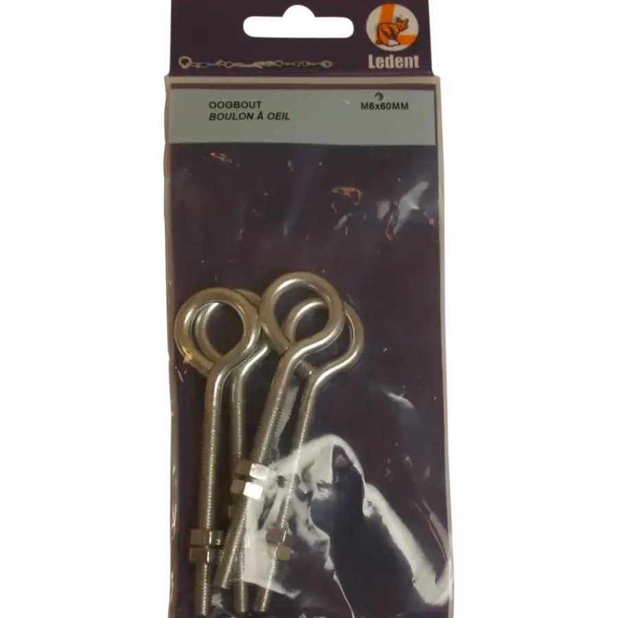 Ledent Oogbout met moer M6x60 4 stuks