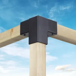 Paalverbinder voor pergola hoekstuk 3-kants 7x7 cm zwart