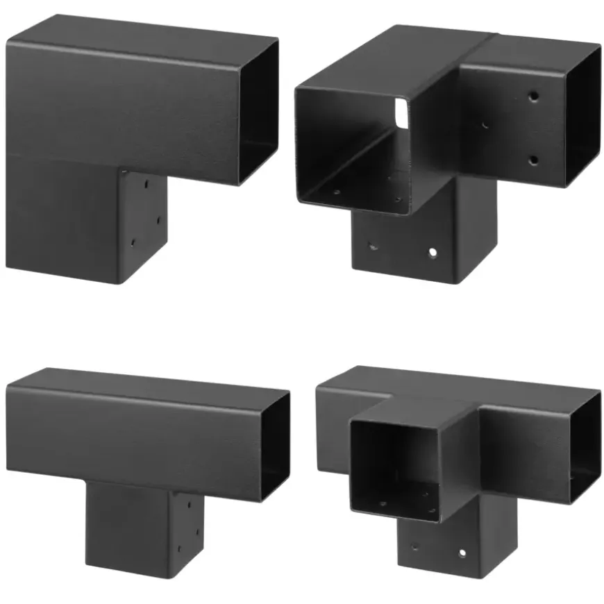 Paalverbinder voor pergola hoekstuk 3-kants 7x7 cm zwart