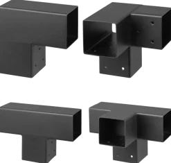 Paalverbinder voor pergola hoekstuk 3-kants 9x9 cm zwart