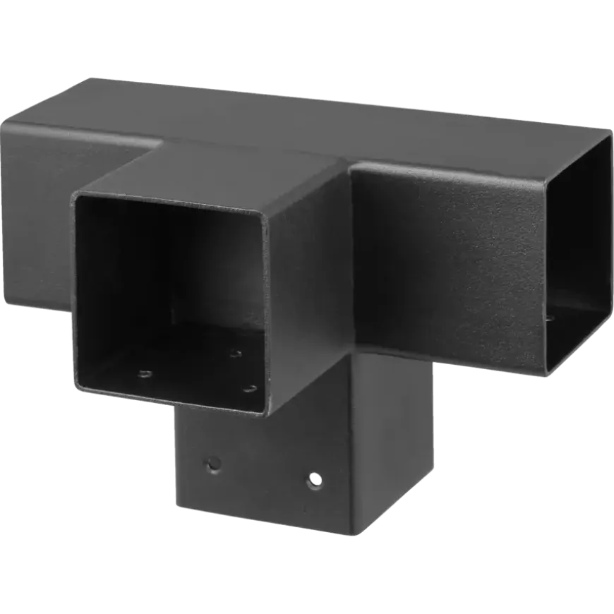 Paalverbinder voor pergola T-verbindingsstuk 4-kants 9x9 cm zwart