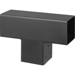 Paalverbinder voor pergola T-verbindingsstuk 3-kants 7x7 cm zwart