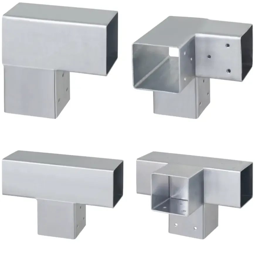 Paalverbinder voor pergola T-verbindingsstuk 3-kants 7x7 cm gegalvaniseerd