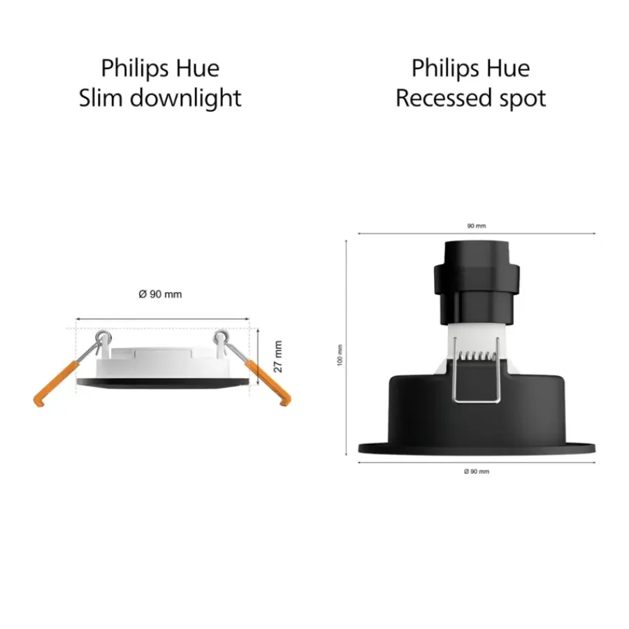 Philips Hue inbouwspot zwart Ø90mm