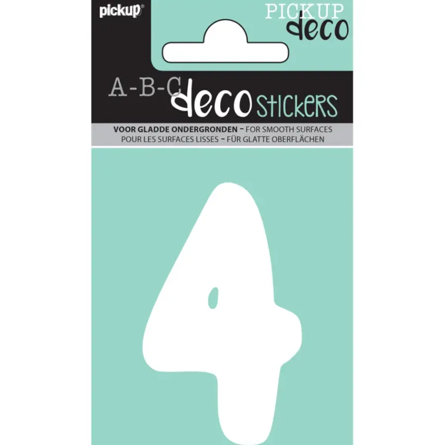 Pickup plakcijfer 4 Emma wit 70 mm