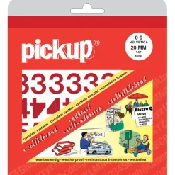 Pickup plakcijfers 0-9 Helvetica rood 20 mm