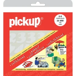 Pickup plakcijfers 0-9 wit 25 mm