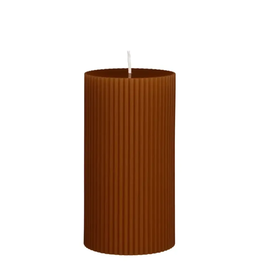 Geen Pilaar kaars bruin - h13xd7cm