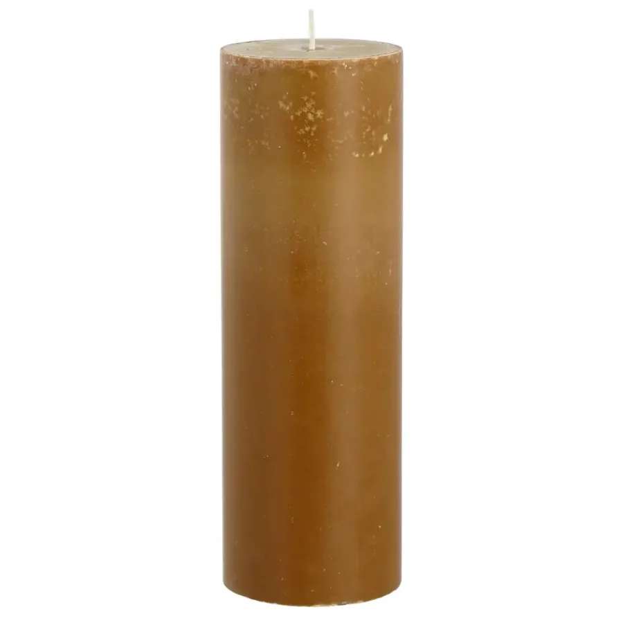 Geen Pilaar kaars donkerbruin- h20xd6,8cm