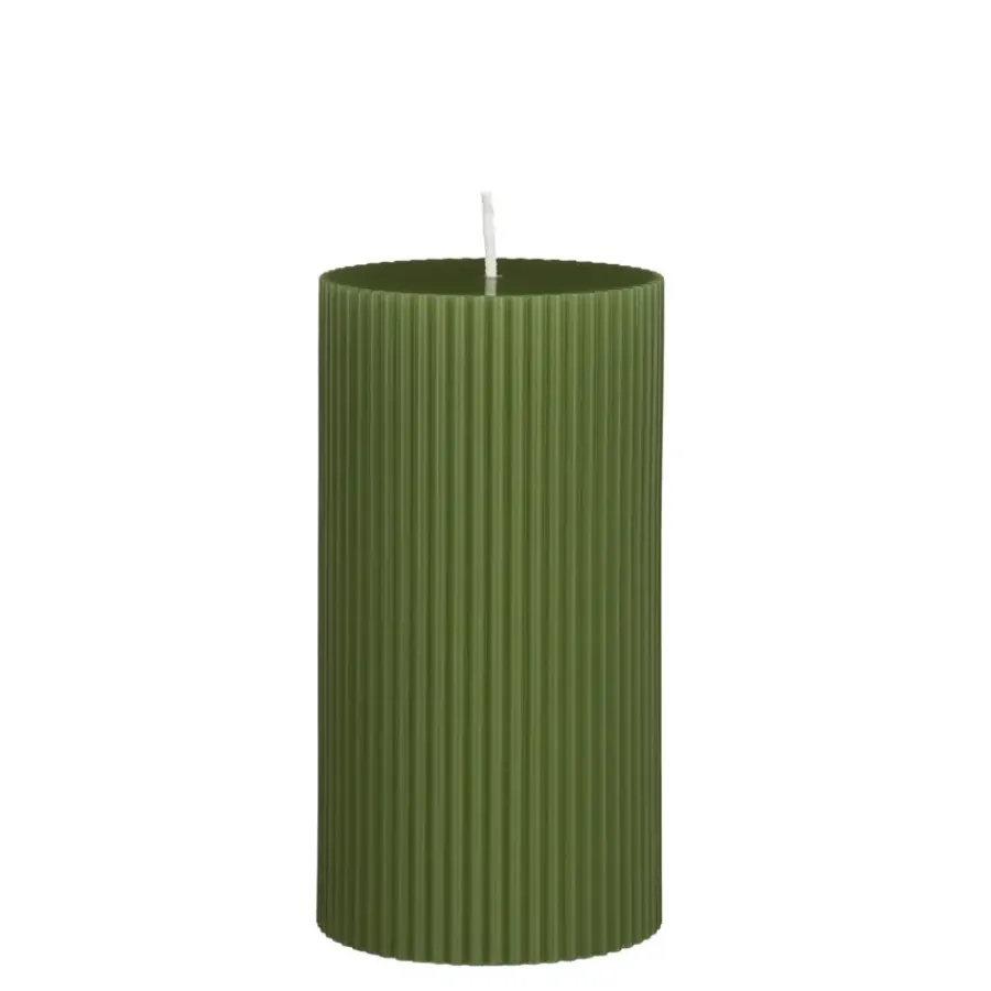 Geen Pilaar kaars donker groen - h13xd7cm