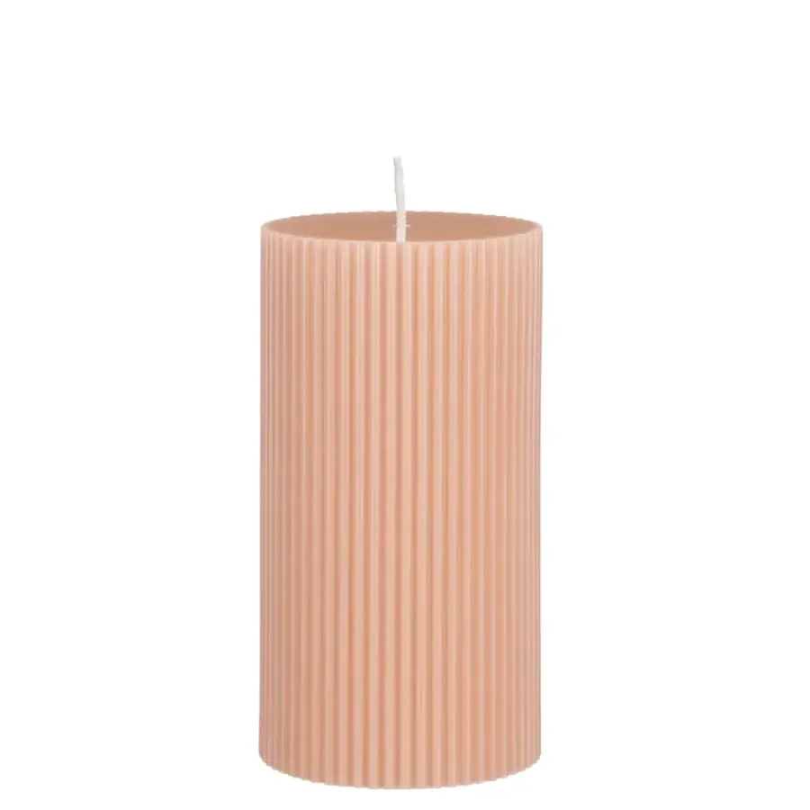 Geen Pilaar kaars licht roze - h13xd7cm