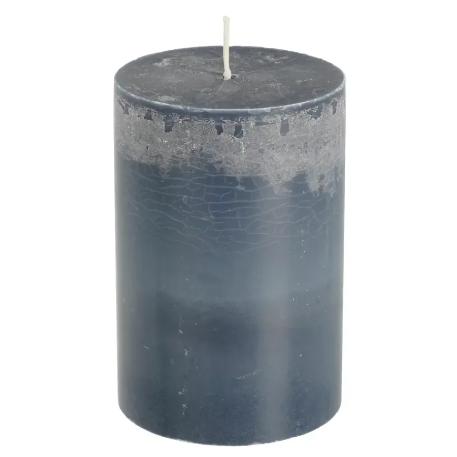 Geen Pilaar kaars stearine blauw - h10xd6,8cm