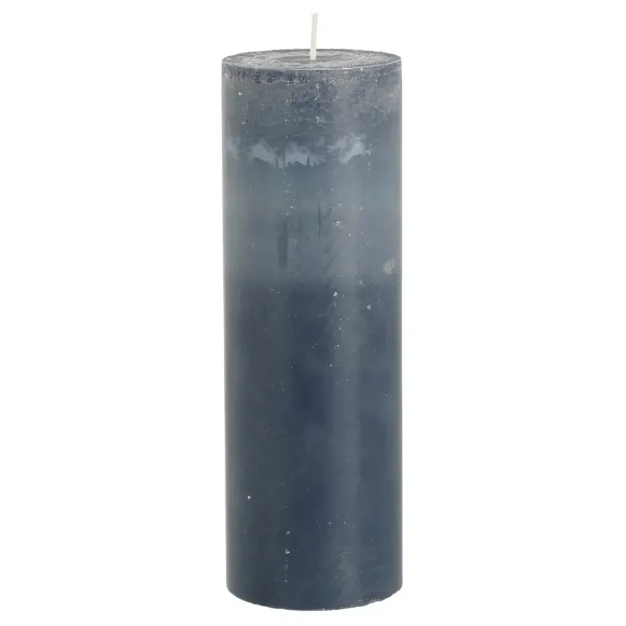 Geen Pilaar kaars stearine blauw- h20xd6,8cm