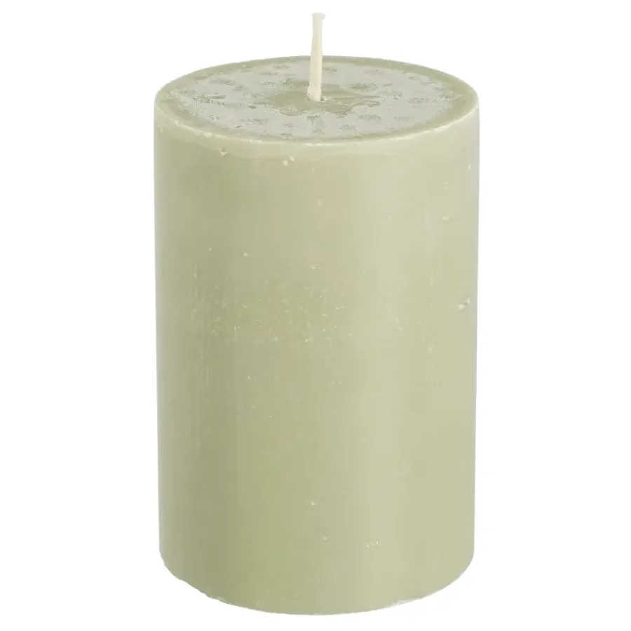 Geen Pilaar kaars stearine lichtgroen - h10xd6,8cm