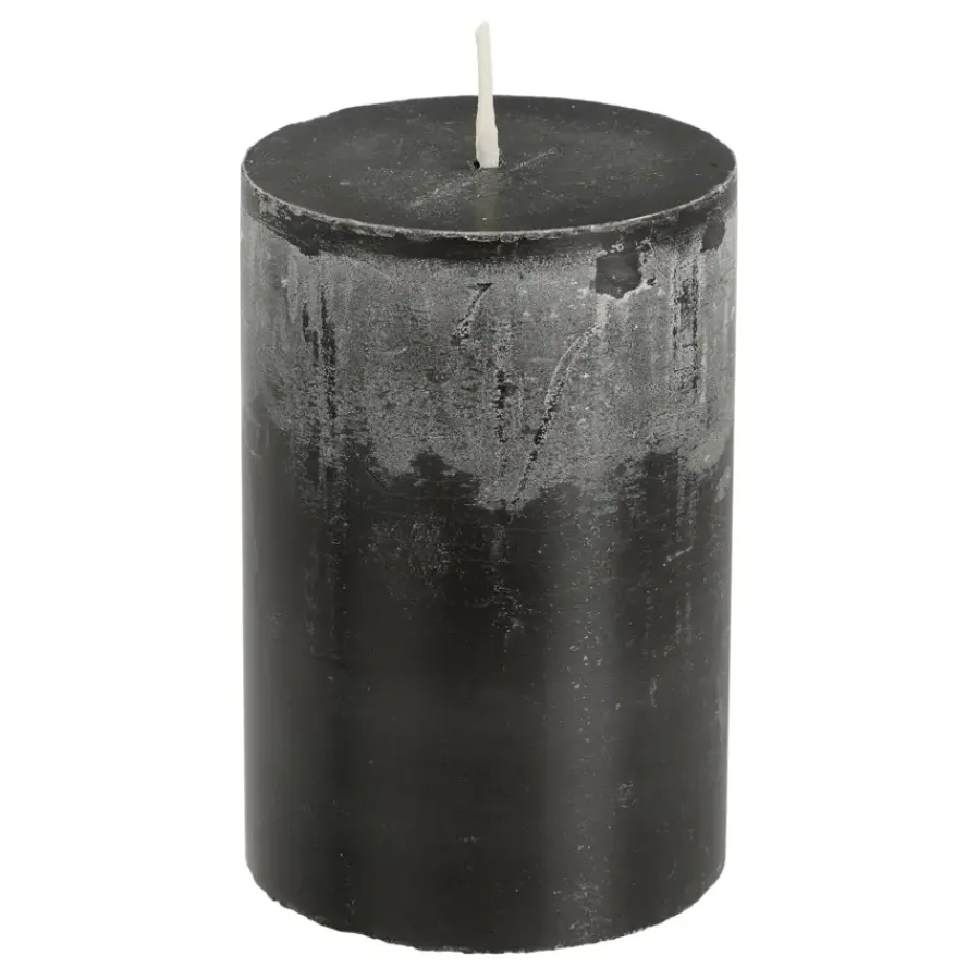 Geen Pilaar kaars stearine zwart - h10xd6,8cm