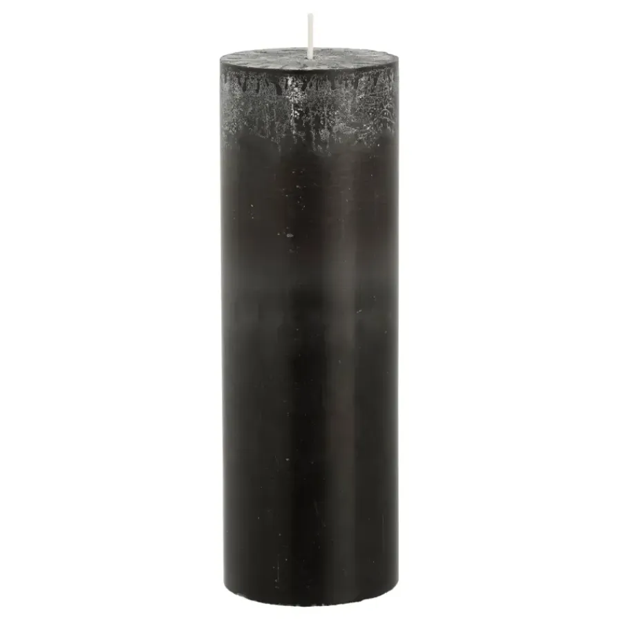 Geen Pilaar kaars stearine zwart- h20xd6,8cm
