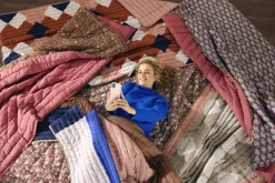 Geen Plaid donker bruin patchwork - l180xb130cm