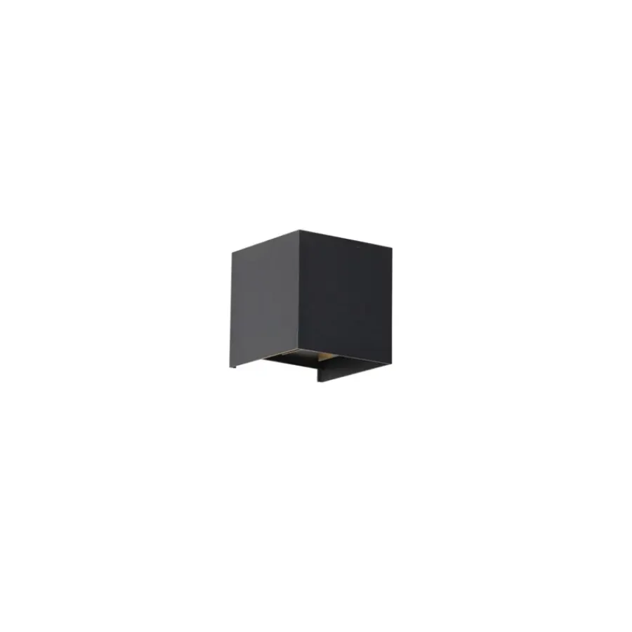 Qazqa wandlamp Edwin 2-lichts 6W zwart aluminium