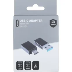 Q-Link adapter 1x USB-C/A en 1x USB-A/C zwart