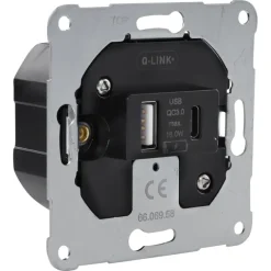 Q-LINK Inbouw basiselement USB-A + USB-C