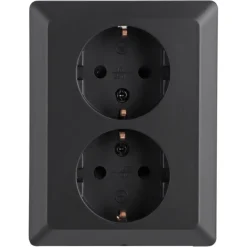 Q-Link Inbouw Dubbel Geaard Stopcontact Zwart
