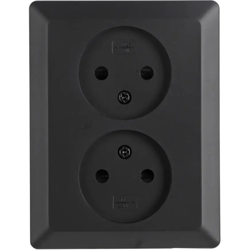 Q-Link Inbouw Dubbel Stopcontact Zwart