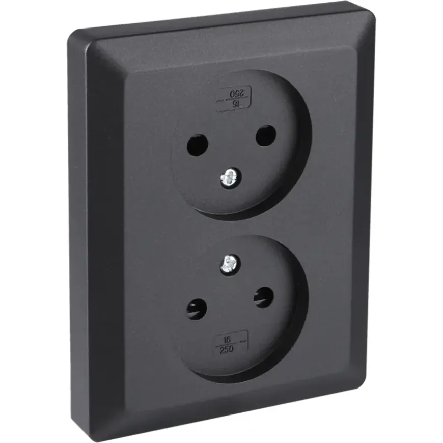 Q-Link Inbouw Dubbel Stopcontact Zwart