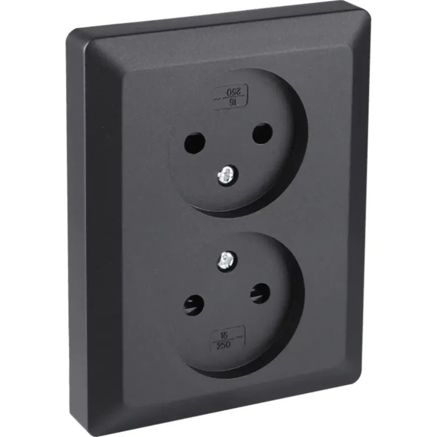 Q-Link Inbouw Dubbel Stopcontact Zwart