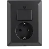 Q-Link Inbouw Enkel Geaard Stopcontact met Schakelaar Zwart