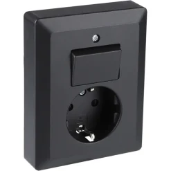 Q-Link Inbouw Enkel Geaard Stopcontact met Schakelaar Zwart