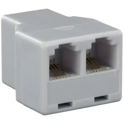 Q-Link telefoon split module RJ11 4 polig 1 female/2female wit