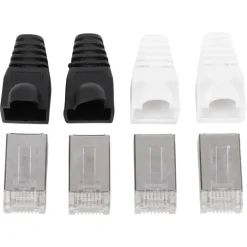 Q-Link UTP connector 4x/kap RJ45 2x zwart wit 8 stuks